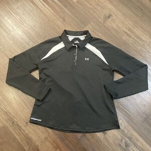 Under Armour Golf Coldgear Women's XL Black White Trim Pullover Active Top
